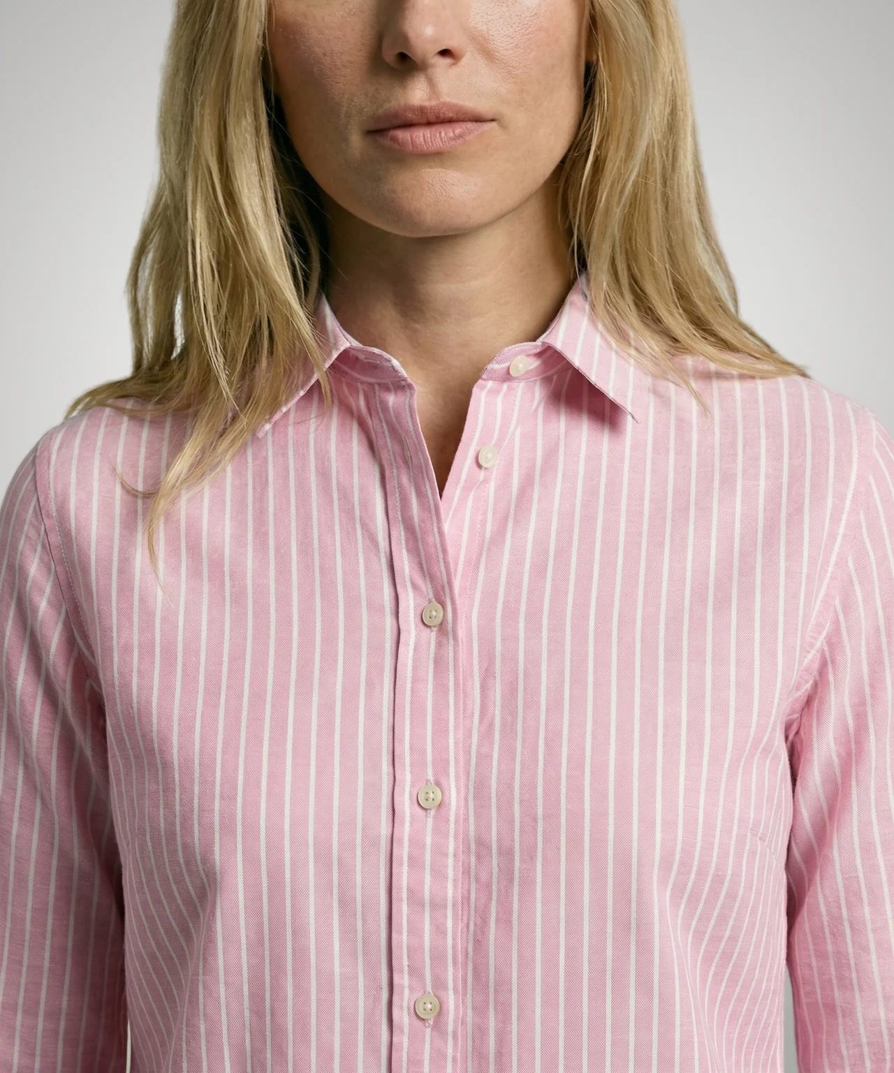 Blouse Katoen Linnen Streep | Light Pink - Image 5