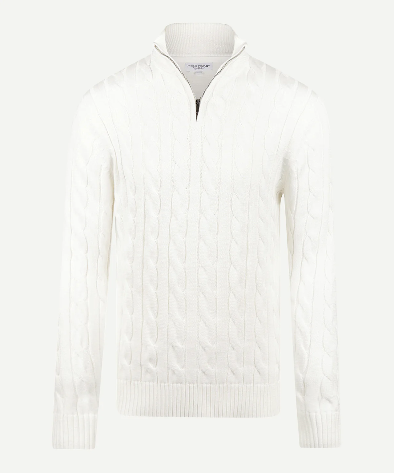 Trui Half-Zip Kabelpatroon Katoen | Off White - Image 2