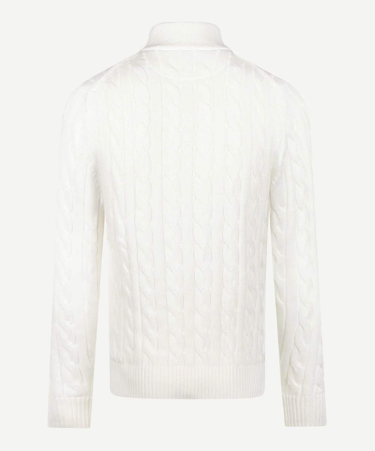Trui Half-Zip Kabelpatroon Katoen | Off White - Image 4