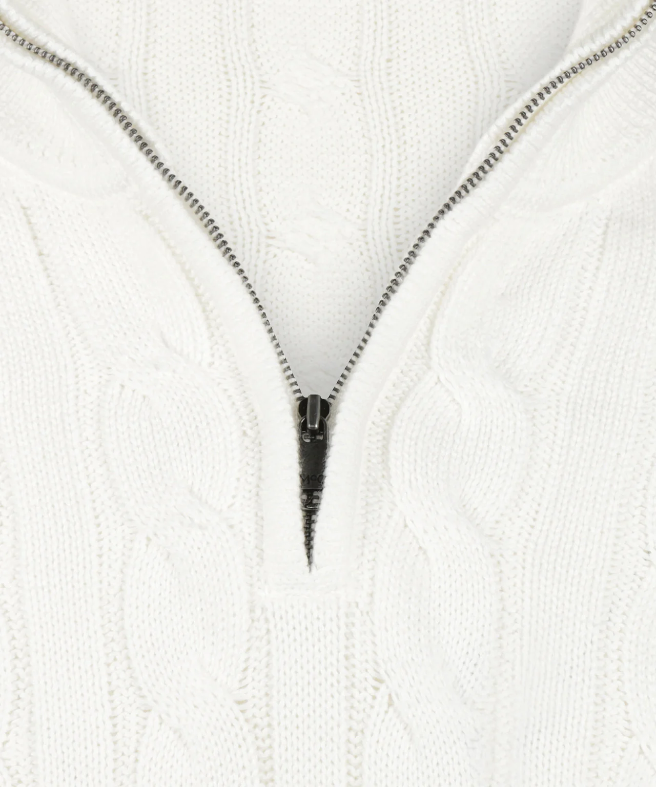 Trui Half-Zip Kabelpatroon Katoen | Off White - Image 6