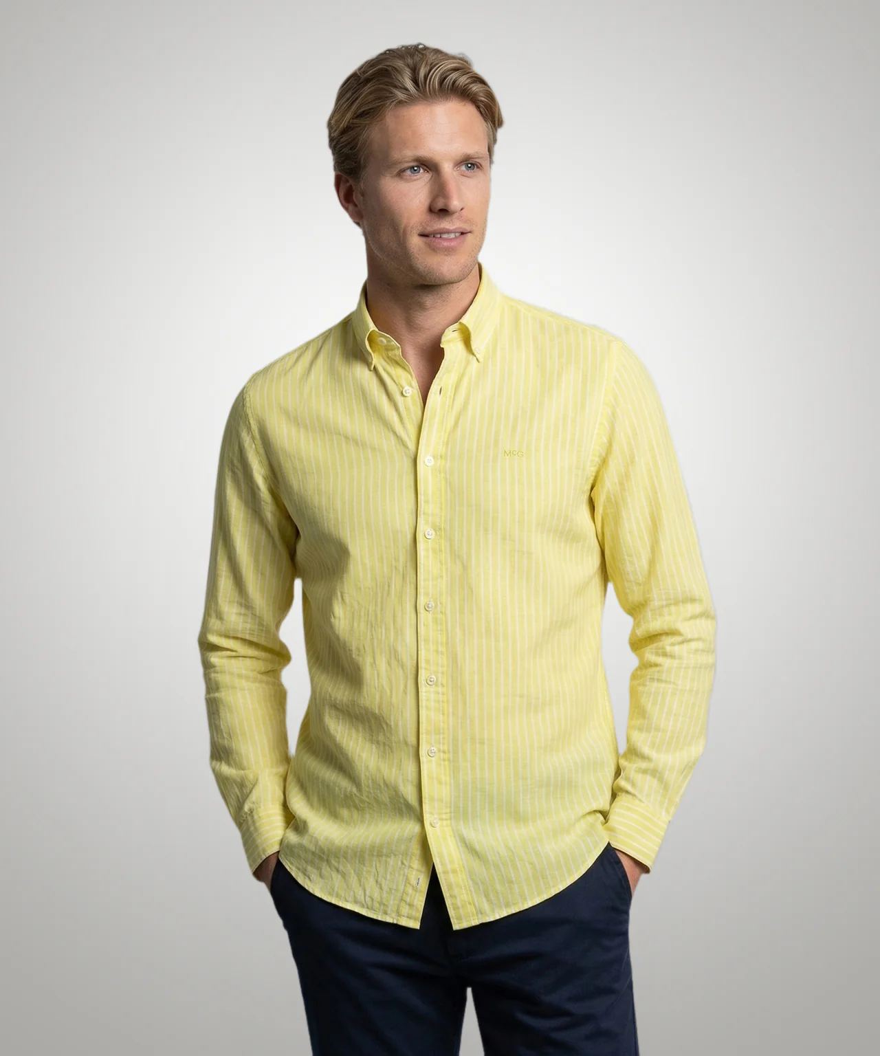 Overhemd Katoen Linnen Streep | Light Yellow