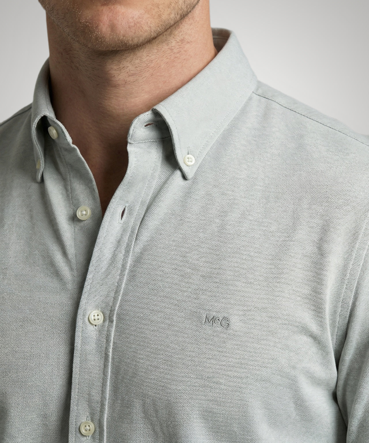 Overhemd Stretch Piqué | Light Olive - Image 5