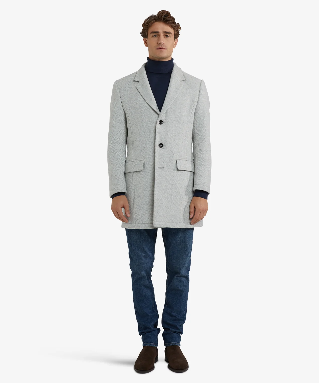 Overjas Visgraat Wol | Medium Grey Melange - Image 3