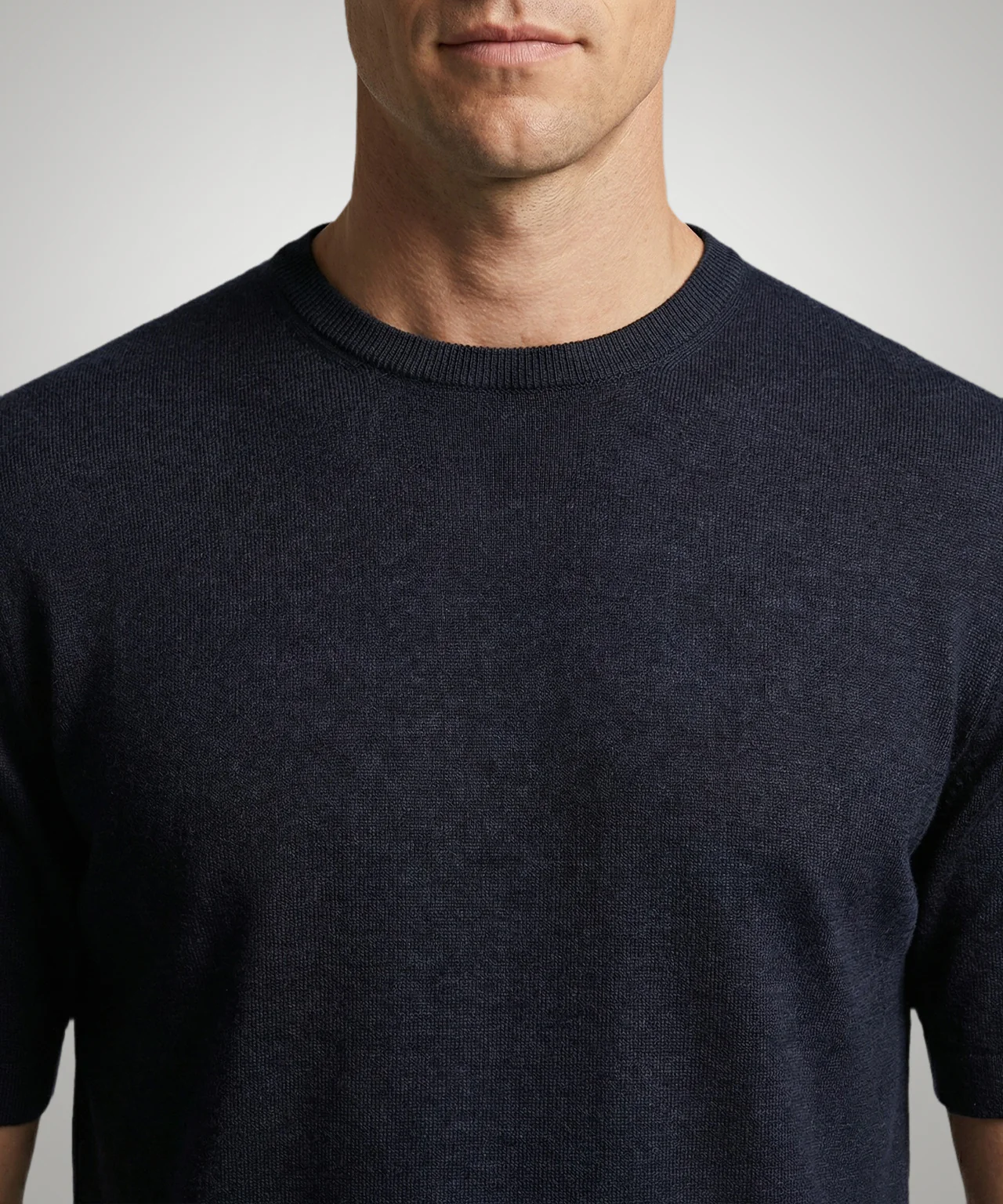 T-shirt Extra Fine Merino Ronde Hals | Navy - Image 5