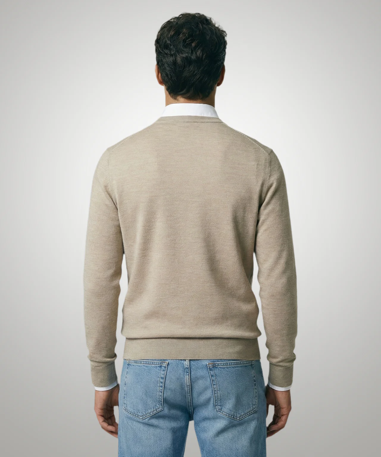 Trui Extra Fine Merino Ronde Hals | Sand - Image 3