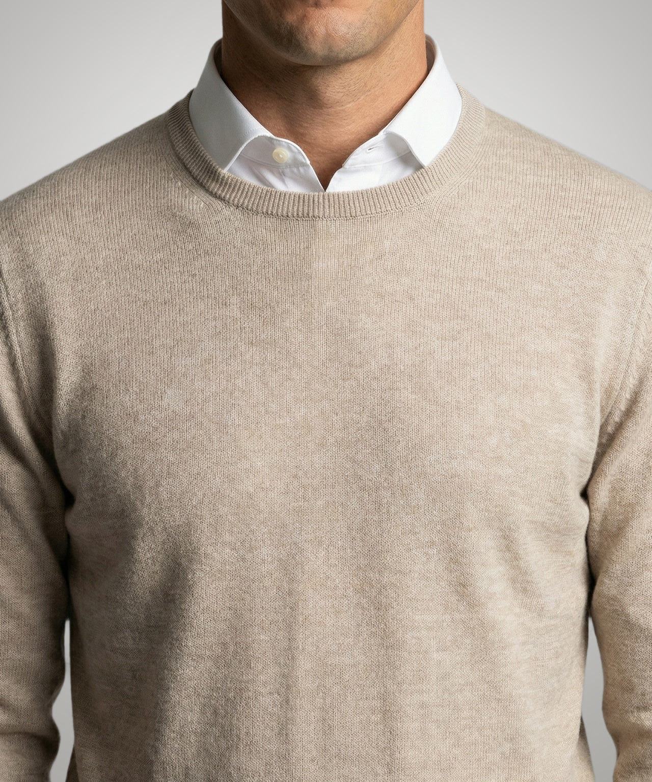 Trui Extra Fine Merino Ronde Hals | Sand - Image 5