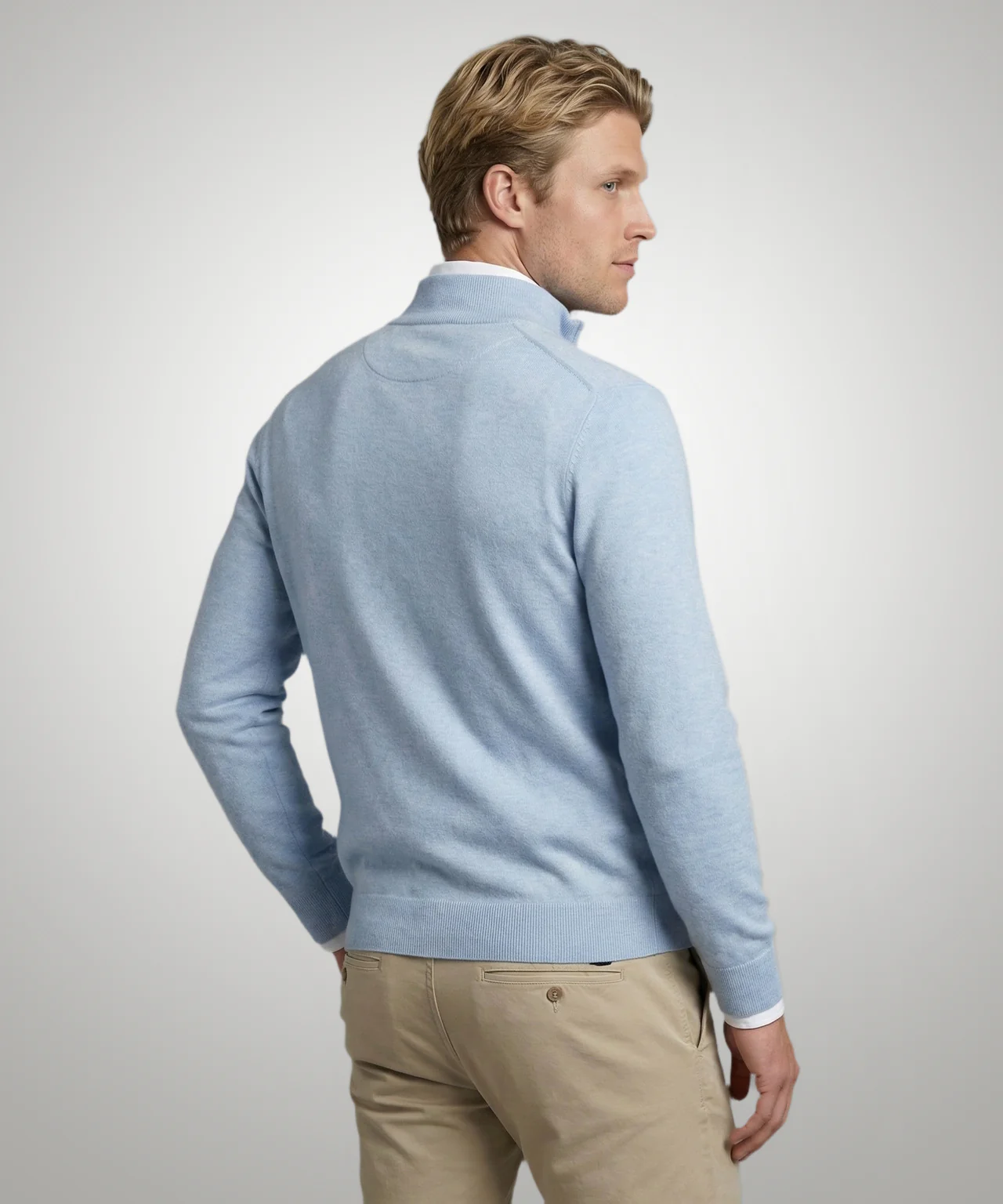 Trui Half-Zip Katoen Cashmere | Light Blue - Image 3
