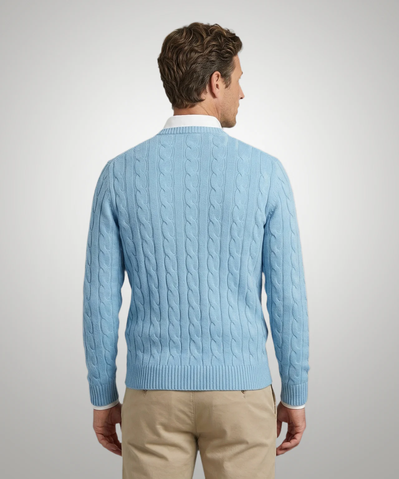 Trui Kabelpatroon Katoen Ronde Hals | Capri Blue - Image 3