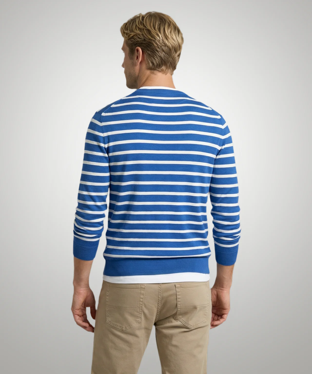 Trui Stripe Katoen Ronde Hals | Kobalt - Image 3