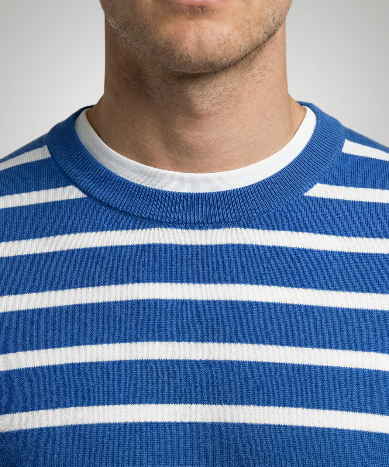 Trui Stripe Katoen Ronde Hals | Kobalt - Image 5