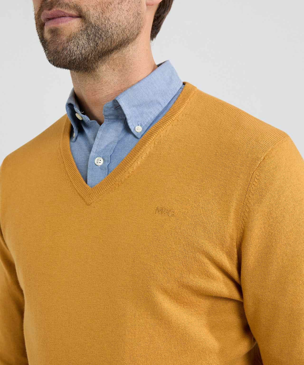 Trui V-hals Cotton Merino | Autumn Yellow - Image 7