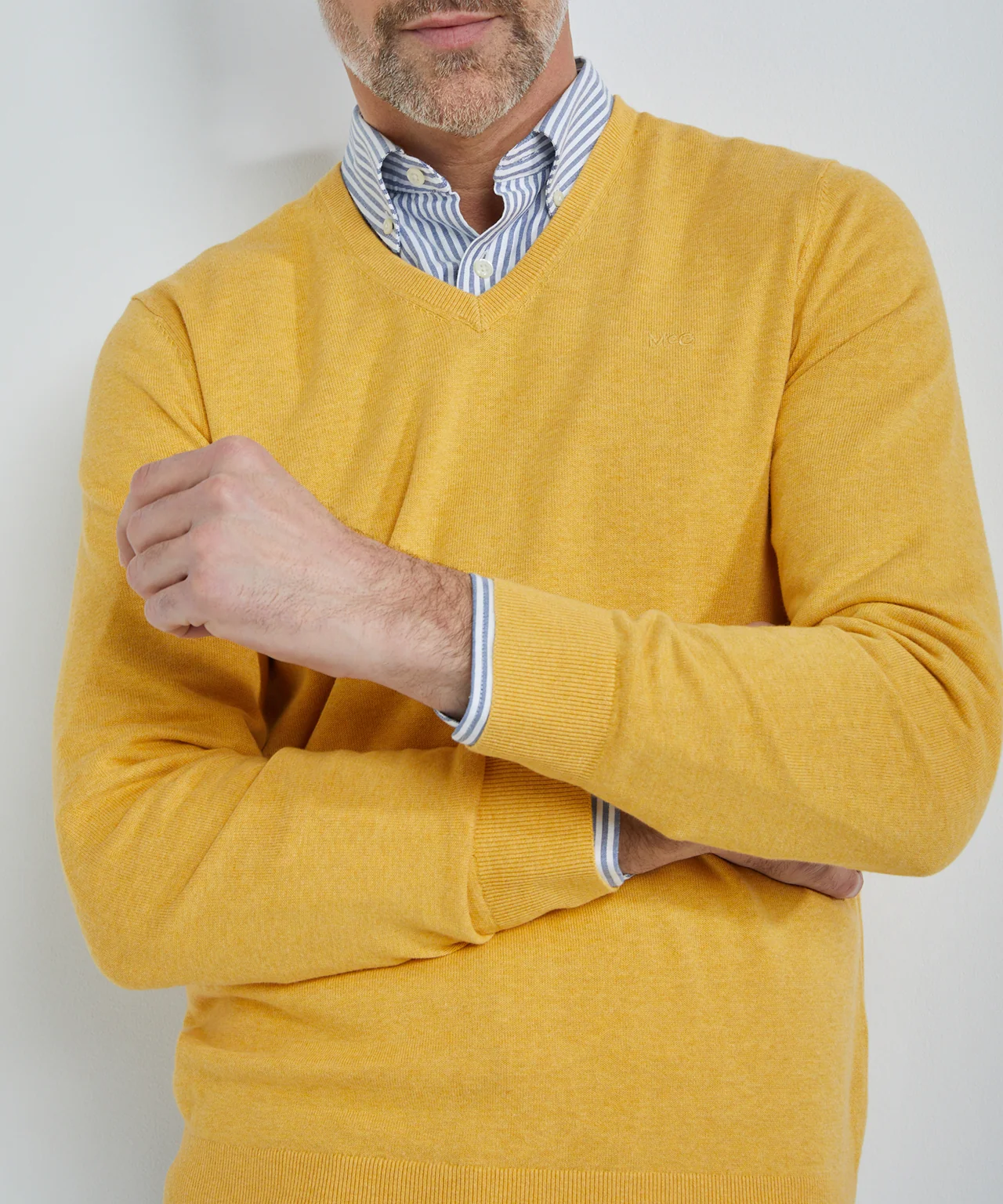 Trui V-hals met Logo | Medium Yellow - Image 7