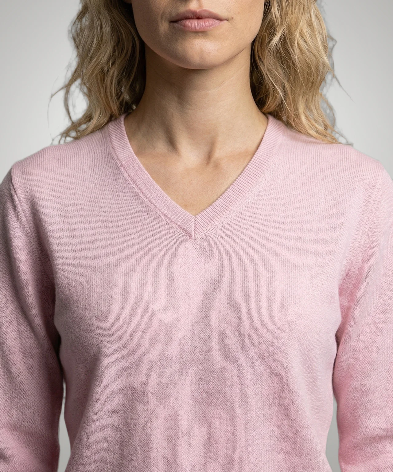 Trui Katoen-Kasjmier V-Hals | Light Pink - Image 5