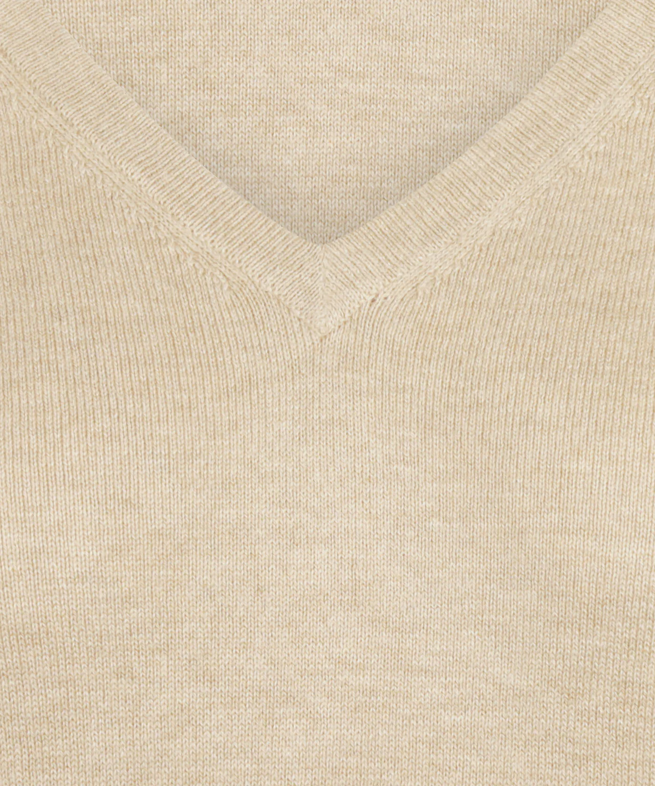 Trui Katoen-Kasjmier V-Hals | Sand - Image 6