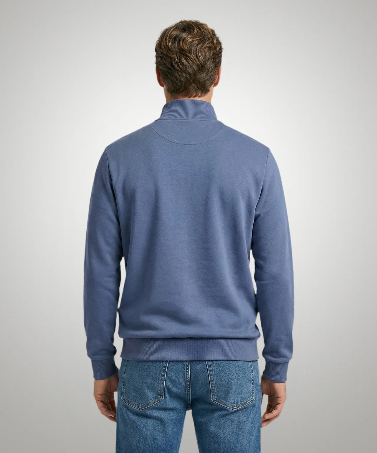 Zip Thru Sweat Cardigan | Vintage Blue - Image 3